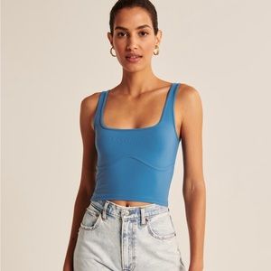 NWT Abercrombie & Fitch Seamless Fabric Corset Squareneck Tank in Blue